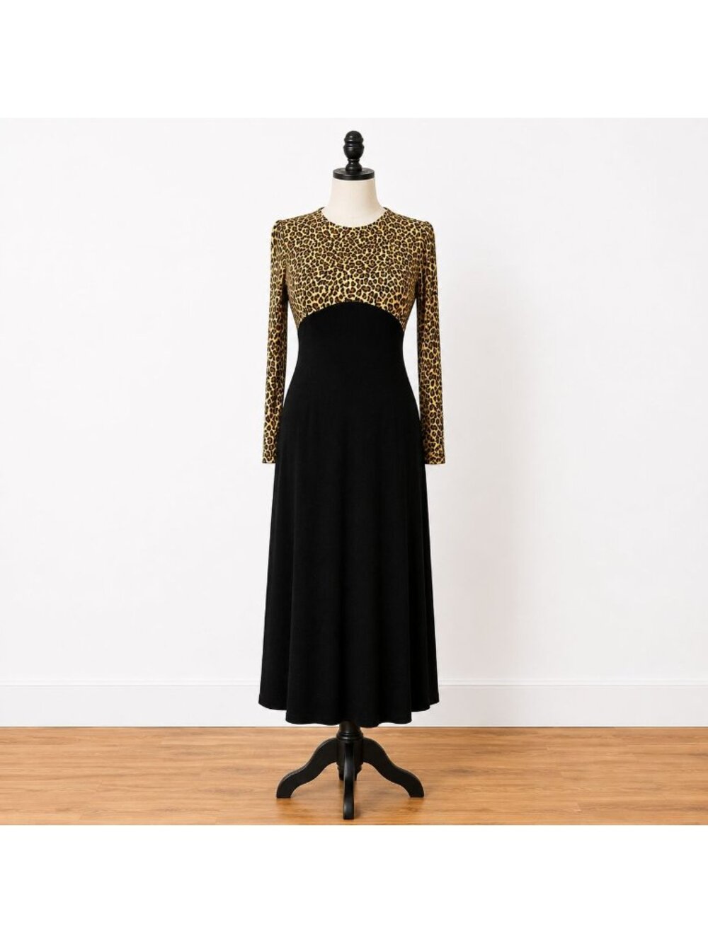 R.J. Collection Chelsea Rousso Leopard Velvet Maxi Dress 2P 90s Goth Whimsigoth